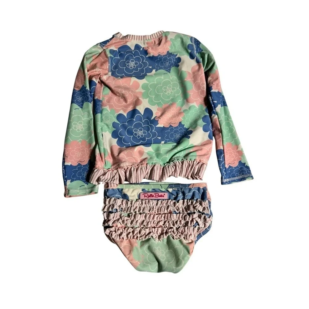Ruffle Butts Girls Rash Guard Size 6 Floral Long Sleeve Beach Vacation